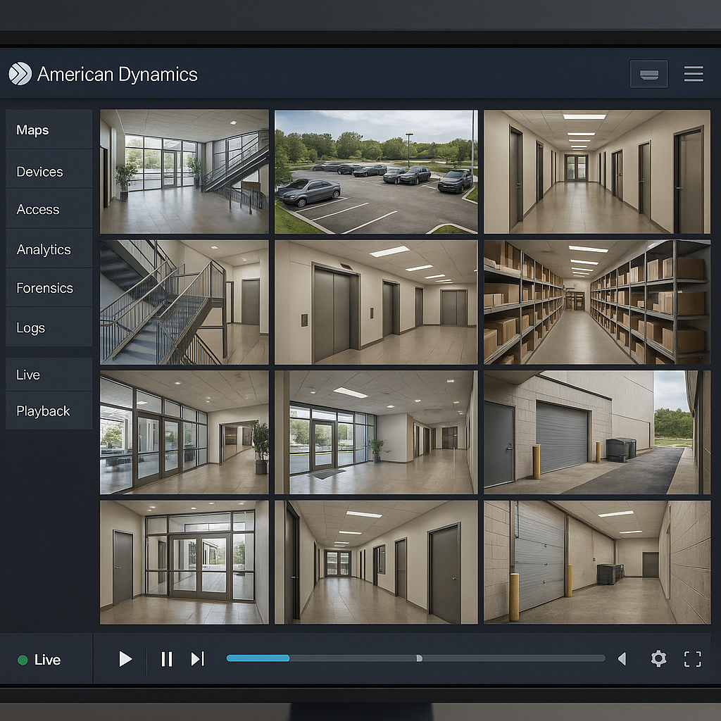 show me American Dynamics interface for the surveillance room-1