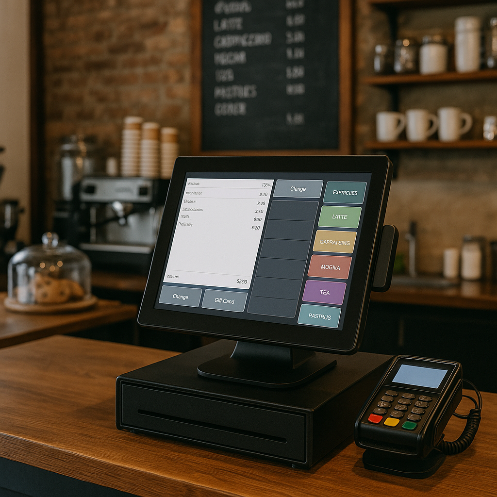 show me a pos system in a local coffee shop