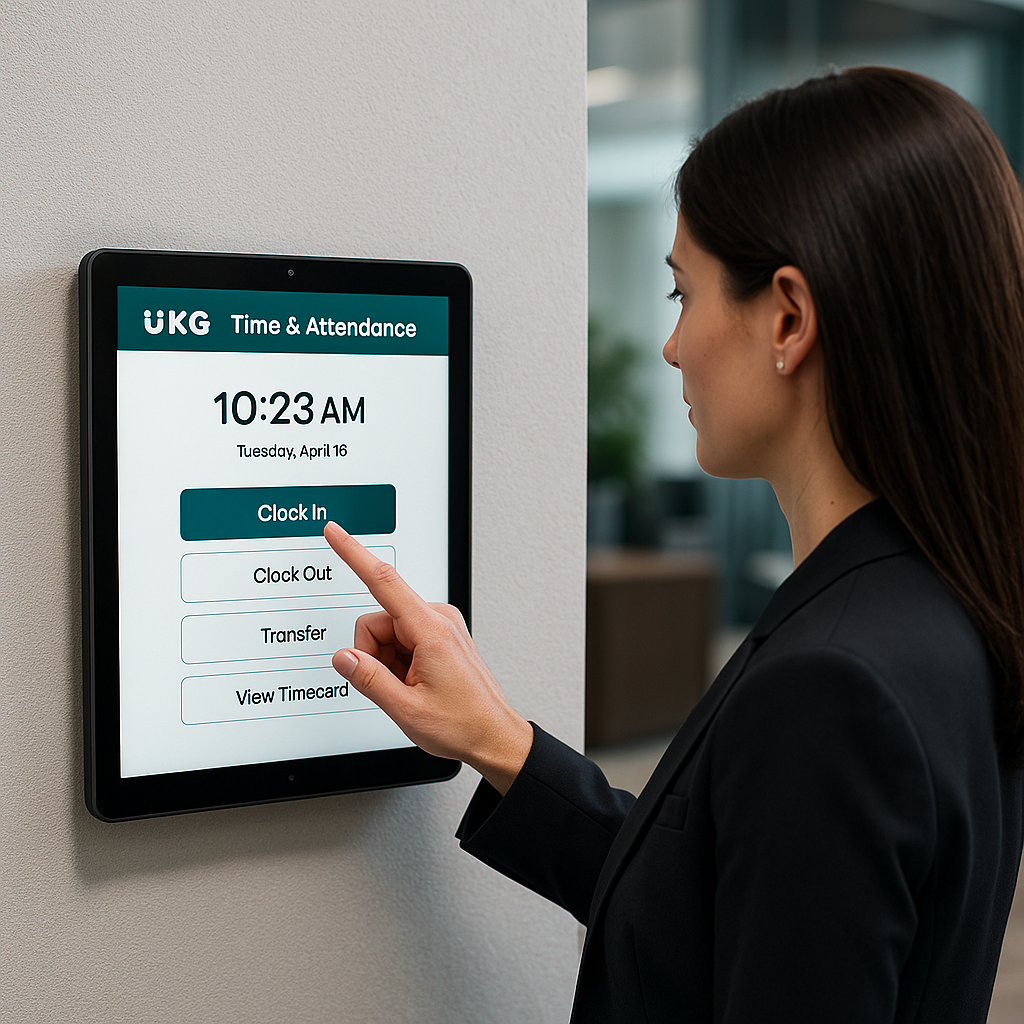 show me ukg time and attendacne platfomr in coorperate setting