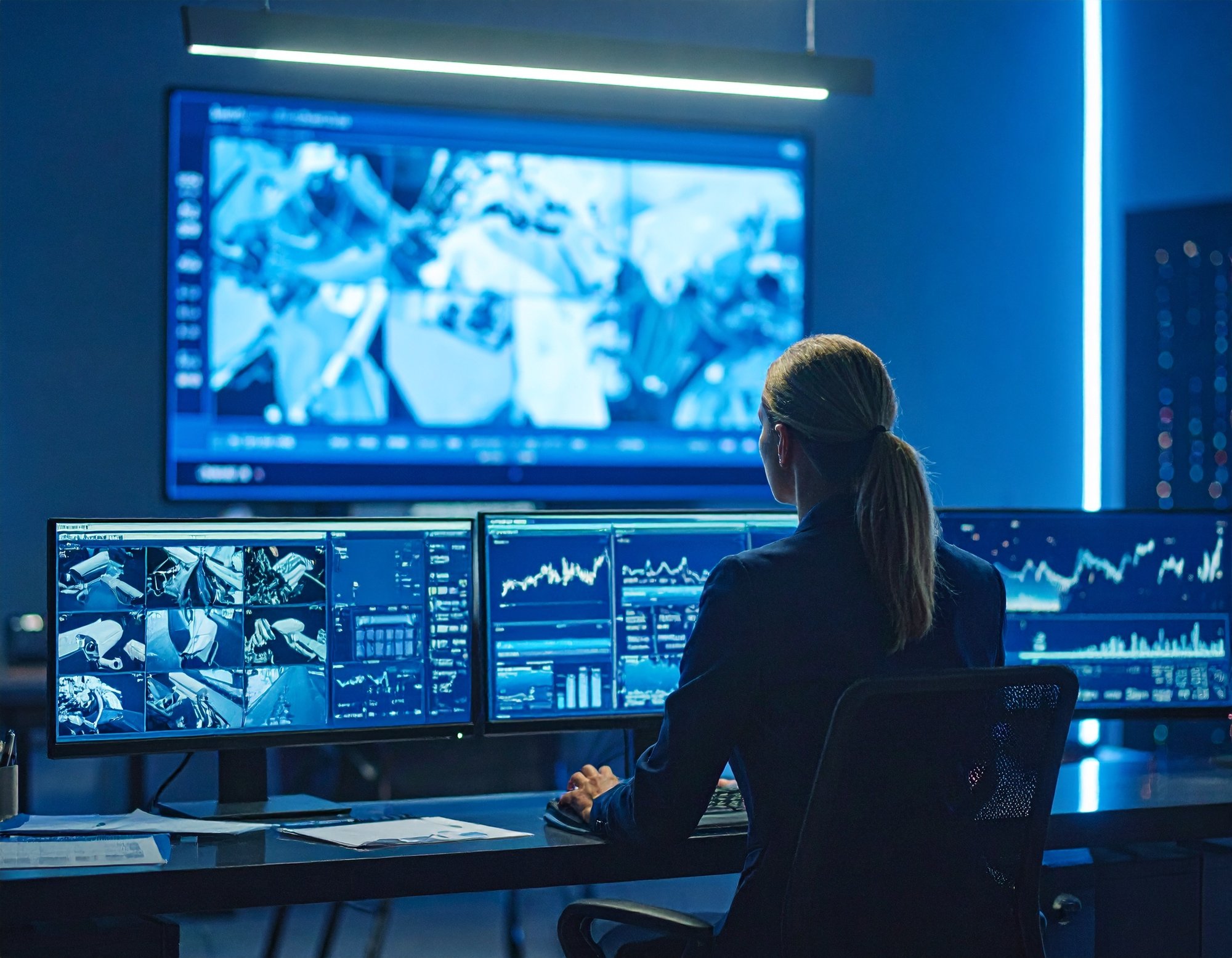 Firefly_employee theft and fraud being viewed in a survaillacne room  686622