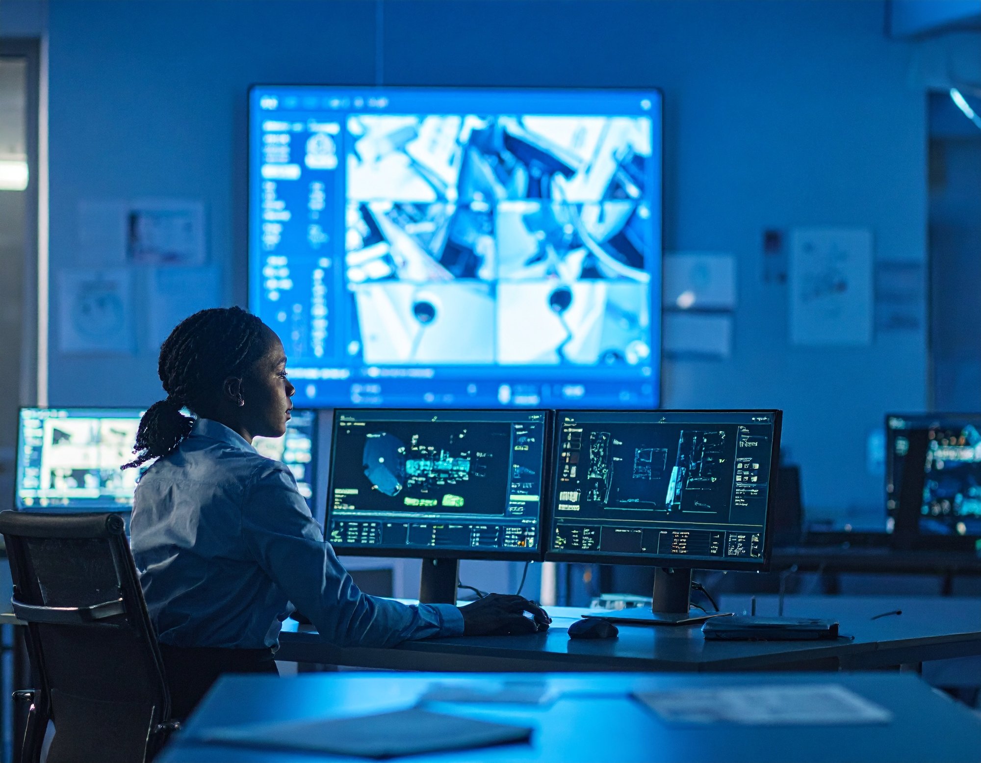 Firefly_employee theft and fraud being viewed in a survaillacne room  780827