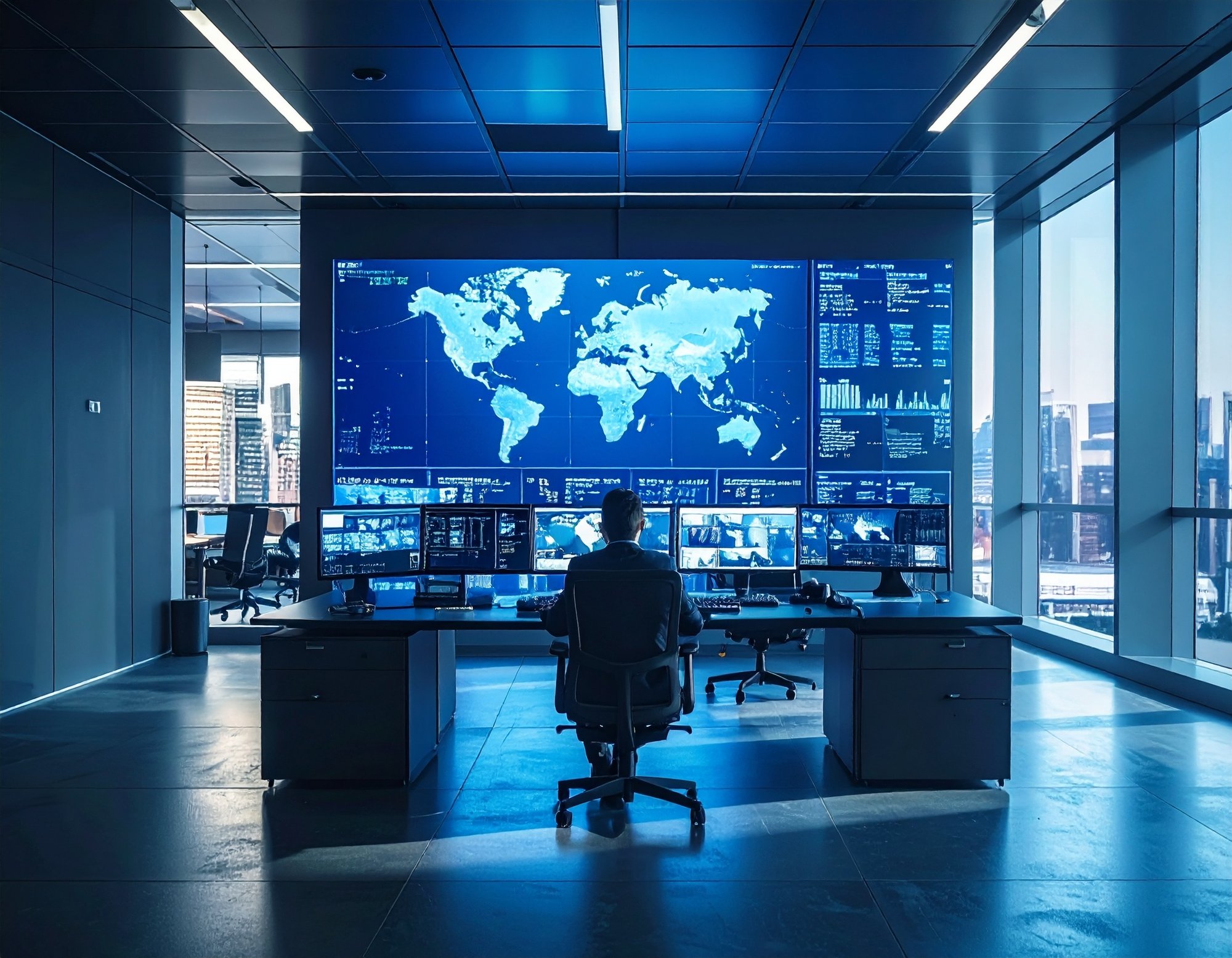 Firefly_show me a survaillance room for an office  68293